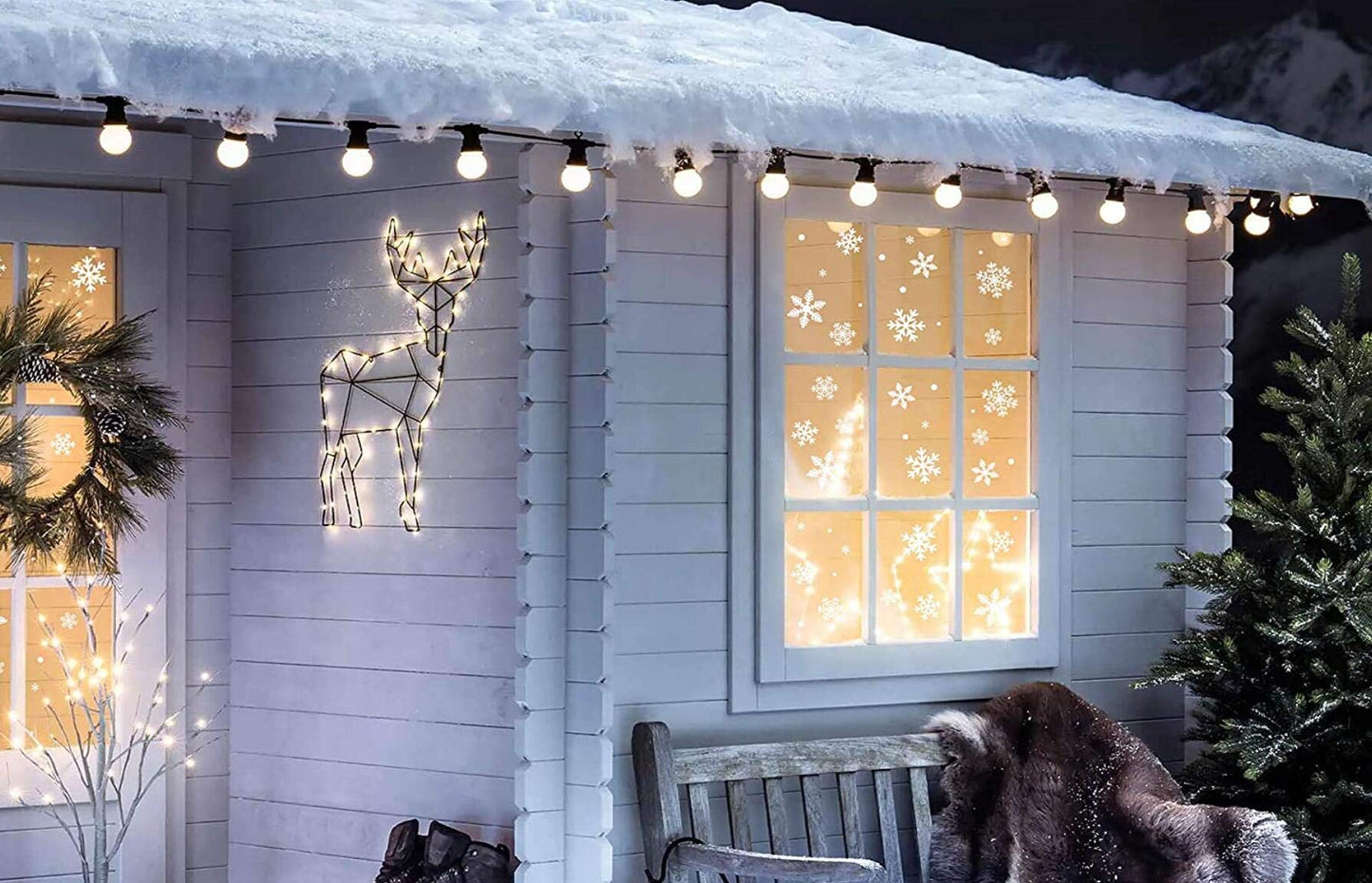 Q-BABY 200 PCS Christmas Decorations Window Clings Static Snowflakes Stickers for Christmas Window Decoration Ornaments