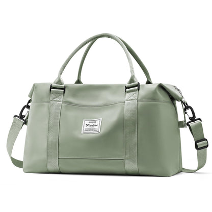 Travel Duffel Bags for Women Mens Waterproof Weekender Carry on Bag Sports Gym Bag Travel Tote Bags with Wet Pocket Overnight Bag Workout Duffel Bags with Trolley Sleeve Grey Green
