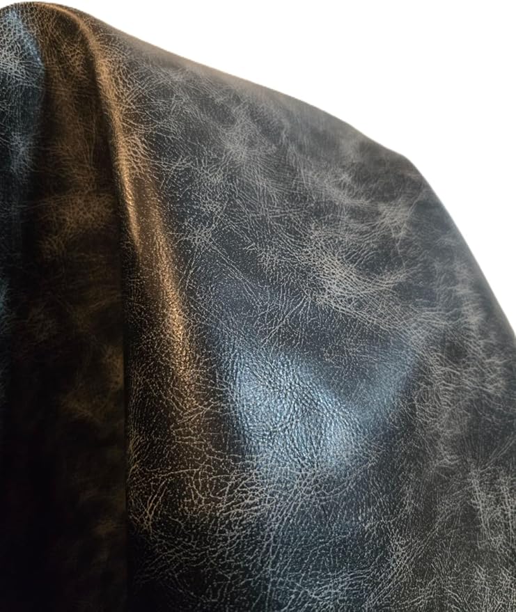 Black Vintage Distressed Soft Faux Leather Fabric PU Peta Approved Vegan