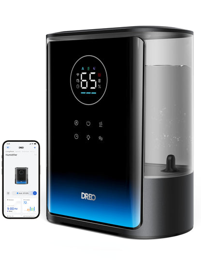 Dreo 8L Smart Humidifier Large Room 600ft², HM717S, 80H Runtime Supersized Warm and Cool Mist Humidifiers for Bedroom Baby, 28dB Quiet Air Humidifier for Plants Indoor, Home, Whole House, Silver