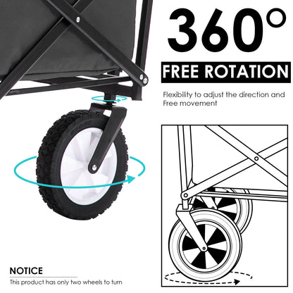 LIFE CARVER Folding Camping Cart Garden Wagon 4 Wheeled Collapsible Festival Trolley, Portable Garden Cart & DIY Waste Wagon - 150KG Capacity