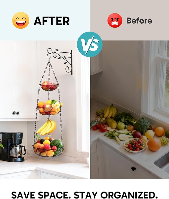 FANGSUN 3-Tier Hanging Fruit Basket