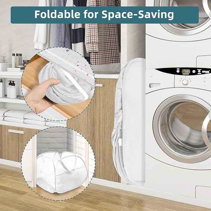 2 Pack Collapsible Laundry Baskets, 90L Large Foldable Laundry Basket, Durable