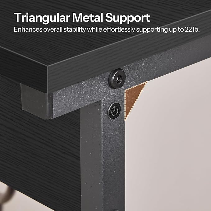HOOBRO C-Shaped End Table with Charging Station, Adjustable Height Sofa Tray