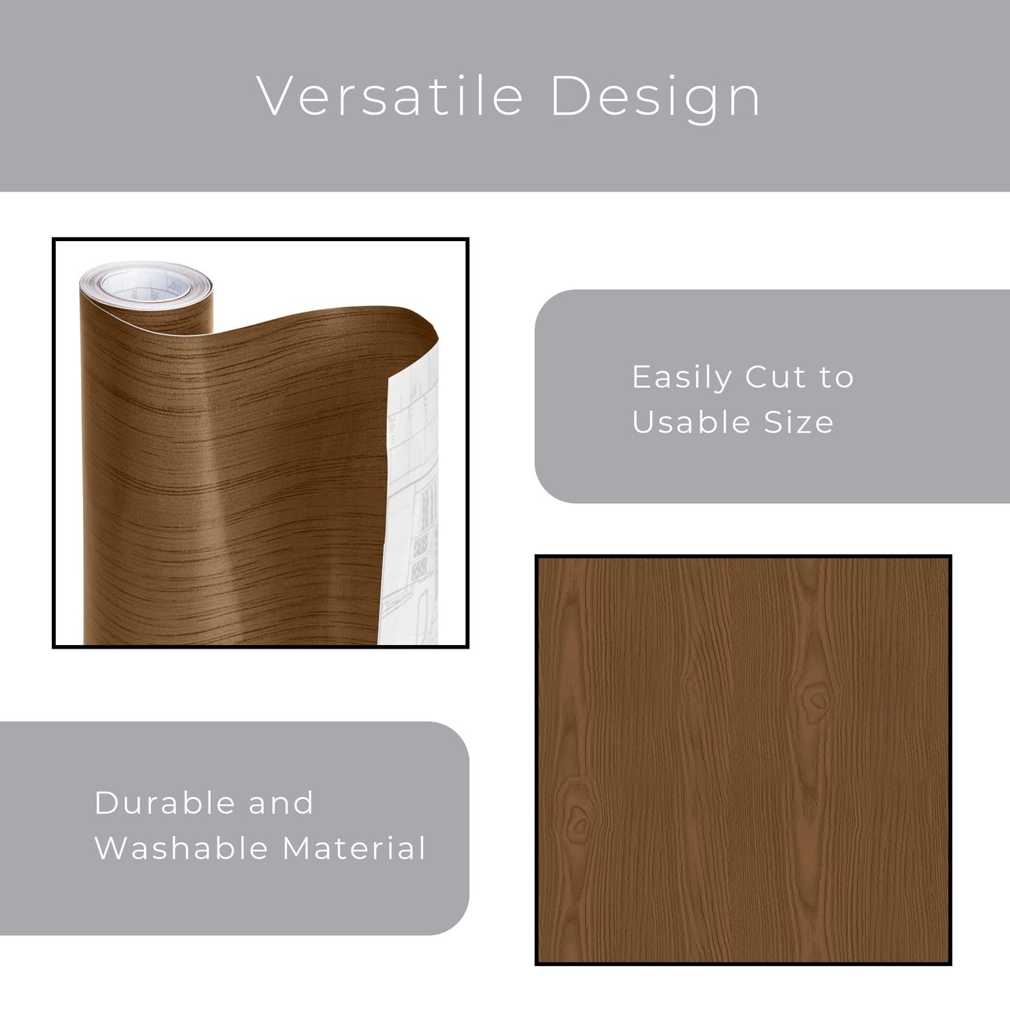 Smart Design Adhesive Shelf Liner - 18 in x 20 ft Roll - Easy Cut, Peel, and Self Stick Decorative Vinyl Film - Cabinet, Drawer, Countertop, Table, Dresser Cover - Kitchen - Light Oak Wood Brown