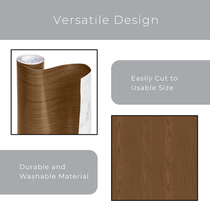 Smart Design Adhesive Shelf Liner - 18 in x 20 ft Roll - Easy Cut, Peel, and Self Stick Decorative Vinyl Film - Cabinet, Drawer, Countertop, Table, Dresser Cover - Kitchen - Light Oak Wood Brown