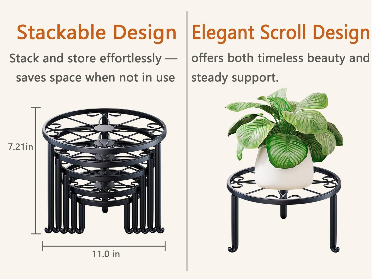 NQW 5 Pack Metal Plant Stand Heavy Duty Metal Plant Shelf for Multiple Plants Anti-Rust Iron Flower Pot Stand Holder for Home Garden