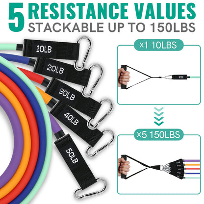 Aihoye Resistance Bands for Working Out, Exercise Bands with Handles, Stretch Bands for Exercise, Workout Bands with Door Anchors for Physical Therapy & Strength Training