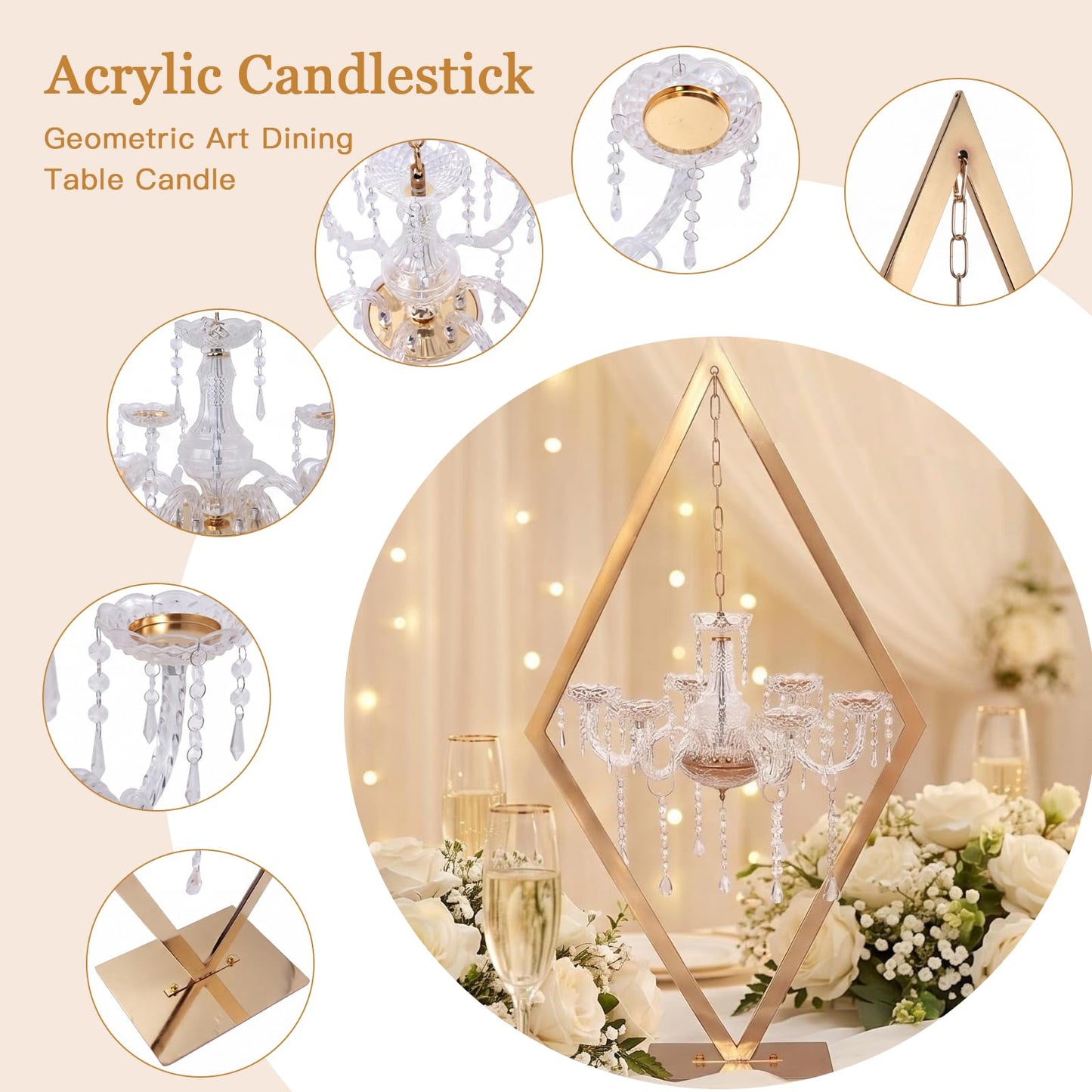 Stunning 2PCS Diamond Candle Holders | Modern Metal Wedding Centerpiece with European Style for Romantic Dining Table Decor, Party & Home