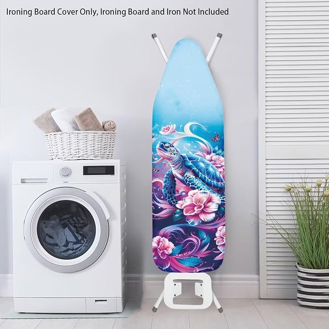 Sprowallow Turtle Flowers Ironing Board Covers Heavy-Duty Elastic Edge Iron