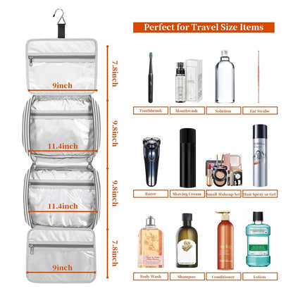 Hanging Travel Toiletry Bag, Large Capacity Wash Bag Waterproof Cosmetic Bag Makeup Organizer with 4 Compartments & 1 Sturdy Hook for Women/Men