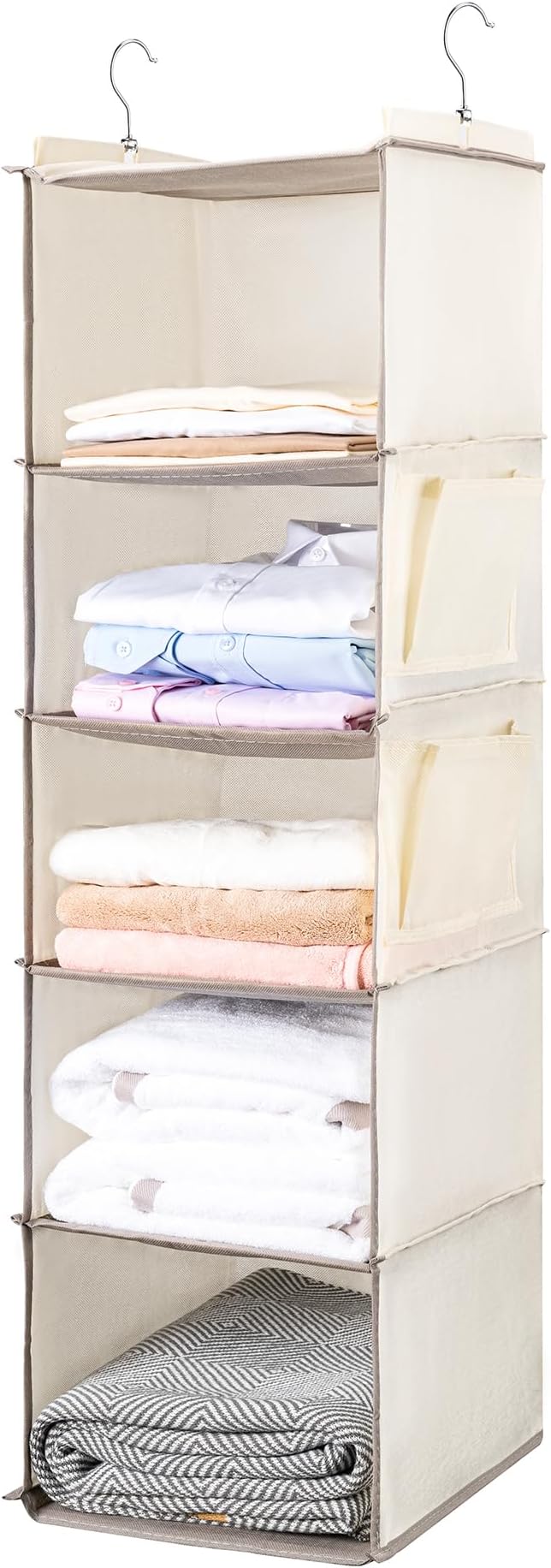 BOOMIBOO Hanging Closet Organize and Shelves，5-Hanging Shelf