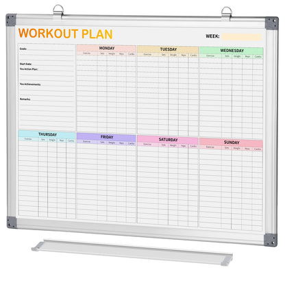 Fitness Tracker Magnetic Whiteboard Workout Plan Dry Erase Board for Wall 24'' x 18'',Hanging Mounted Weekly Fitness Tracker Gym Exercise Tracker Schedules and Checklists