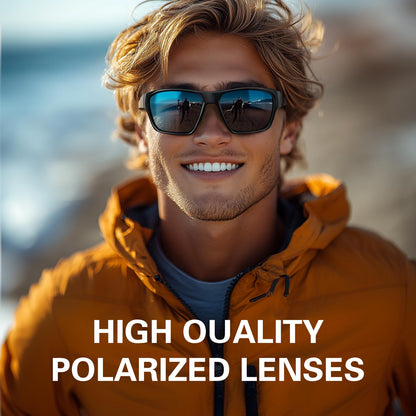 suoso Sports Polarized Sunglasses for Men: TR90 UV400 Protection Sun Glasses Womens Wrap Around Goggles for Drving Fishing Blue