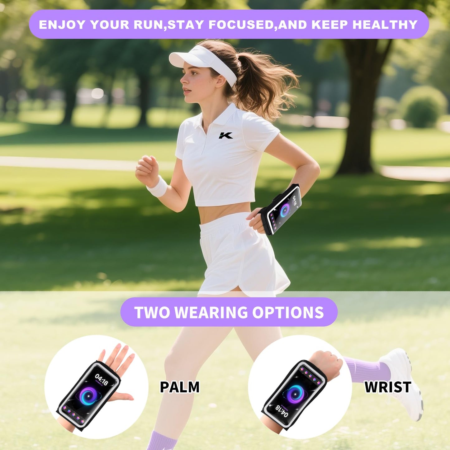Kebrela Running Armband for Phone, Adjustable Reflective Sports Wristband & Forearm Band for iPhone 17/16/15/14/13 Pro Max Samsung Galaxy S23/S22, up to 7", Secure Fitness Phone Holder for Men Women