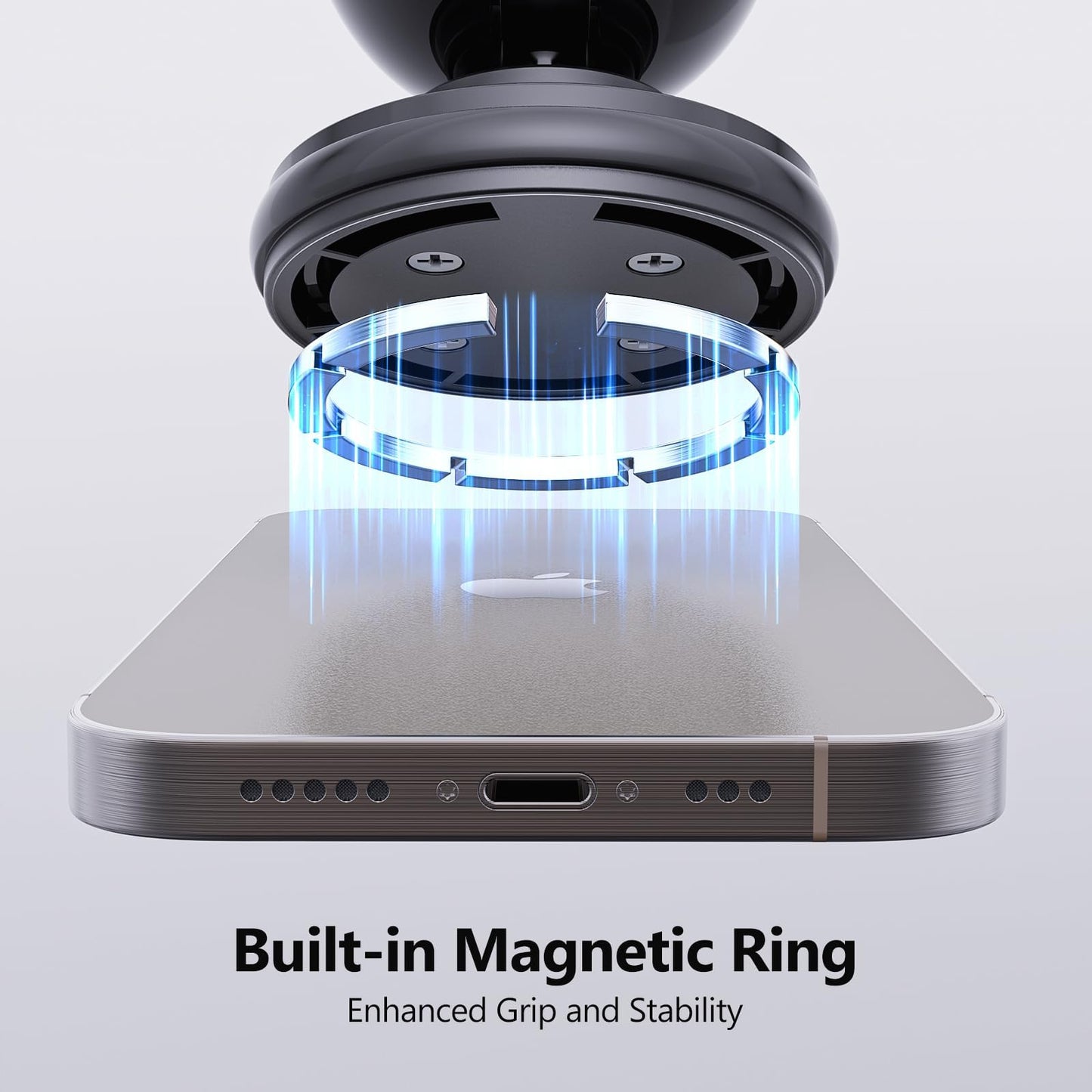 MiiKARE Dual Magnetic Phone Holder for Magsafe, Strong Magnets Gym Phone Holder Mount, 360 Rotation Adjustable, Hands Free Cell Phone Holder Compatible iPhone 17 Pro Max 16 15 14 13, Magsafe Black