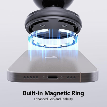 MiiKARE Dual Magnetic Phone Holder for Magsafe, Strong Magnets Gym Phone Holder Mount, 360 Rotation Adjustable, Hands Free Cell Phone Holder Compatible iPhone 17 Pro Max 16 15 14 13, Magsafe Black