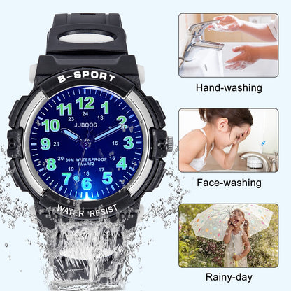 Juboos 7 Color Kids Watches,Children Analogue Quartz Watch for Boys Girls Kids Waterproof Time Teach Watches, Sport Outdoor Wrist Partner 5-16