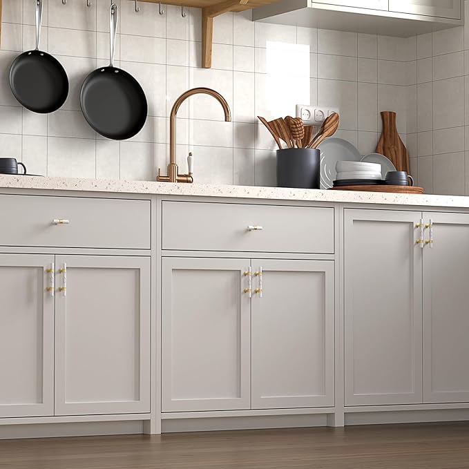 Rergy Cabinet Handles Marble Drawer Pulls and Knobs, T-Bar Hardware
