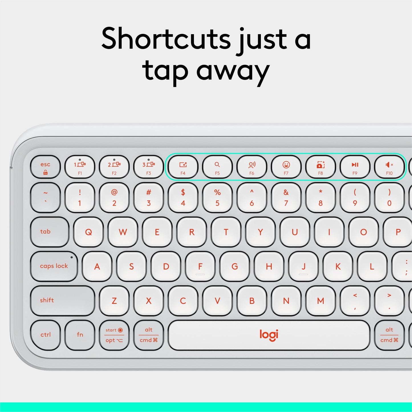Logitech POP ICON Keys Wireless Bluetooth Keyboard, Comfortable Typing, Programmable Keys, Easy-Switch Between up to 3 Devices, for Laptop, Tablet, PC – Rose and Off-White