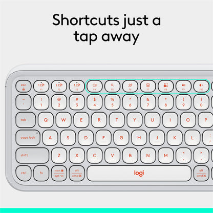 Logitech POP ICON Keys Wireless Bluetooth Keyboard, Comfortable Typing, Programmable Keys, Easy-Switch Between up to 3 Devices, for Laptop, Tablet, PC – Rose and Off-White