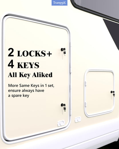 Trampgik RV Storage Locks, 7/8” Camper Compartment Storage Door Locks with Keys, for RV Camper Travel Trailer,Drawer Cabinet Toolcart Storage, 7/8 Inch 2 Locks with 4 Keyed Alike, Black