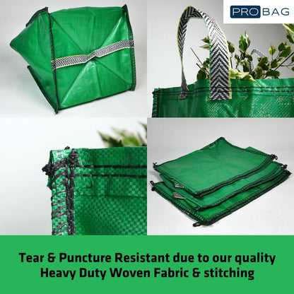 Garden Waste Bags - 120 Litre - 1 to 5 Sacks - PREMIUM GRADE - Industrial Fabric and Handles - Heavy Duty Garden/Green Waste Sacks (3 sacks)