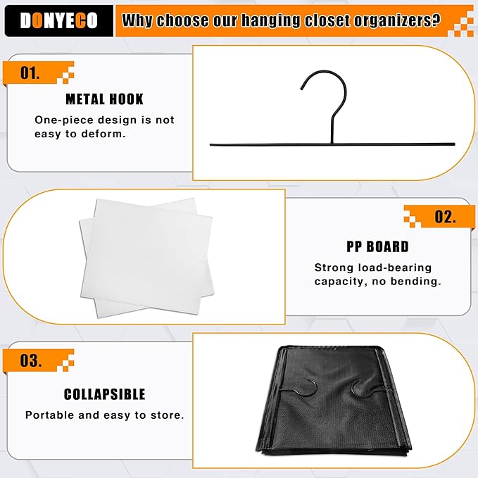 Hanging Closet Organizer and Storage 6-Shelf, Easy Mount Foldable Hanging
