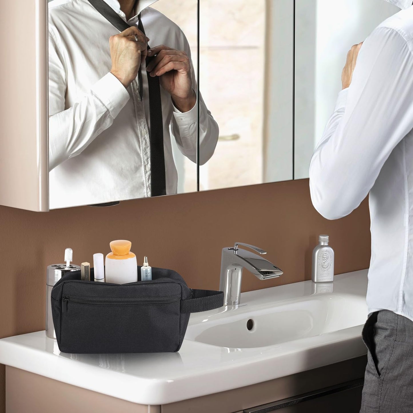 Icramsy Travel Toiletry bag Toiletry bag for women men Hanging Cosmetic bag Travel accessories for Women Men, Black, Modern
