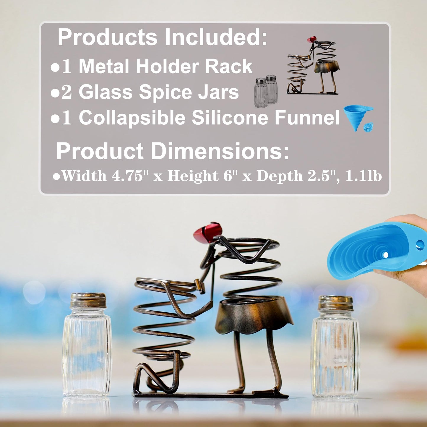 WDLFCGC Salt and Pepper Shakers Set - Romantic Rose Couple Kitchen Decor, Two Glass Shakers With Lids, Holder Caddy For Spices And Seasonings, For Kitchen, Dining Or Table Decor (rose lovers)