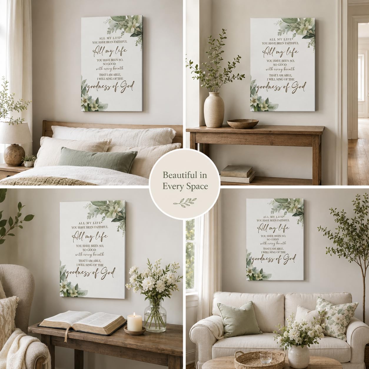 Goodness of God Bible Verse Canvas Wall Art, Christian Scripture Wall Decor, Inspirational Religious Framed Artwork for Living Room Bedroom Home Decoration 12x16 Inch
