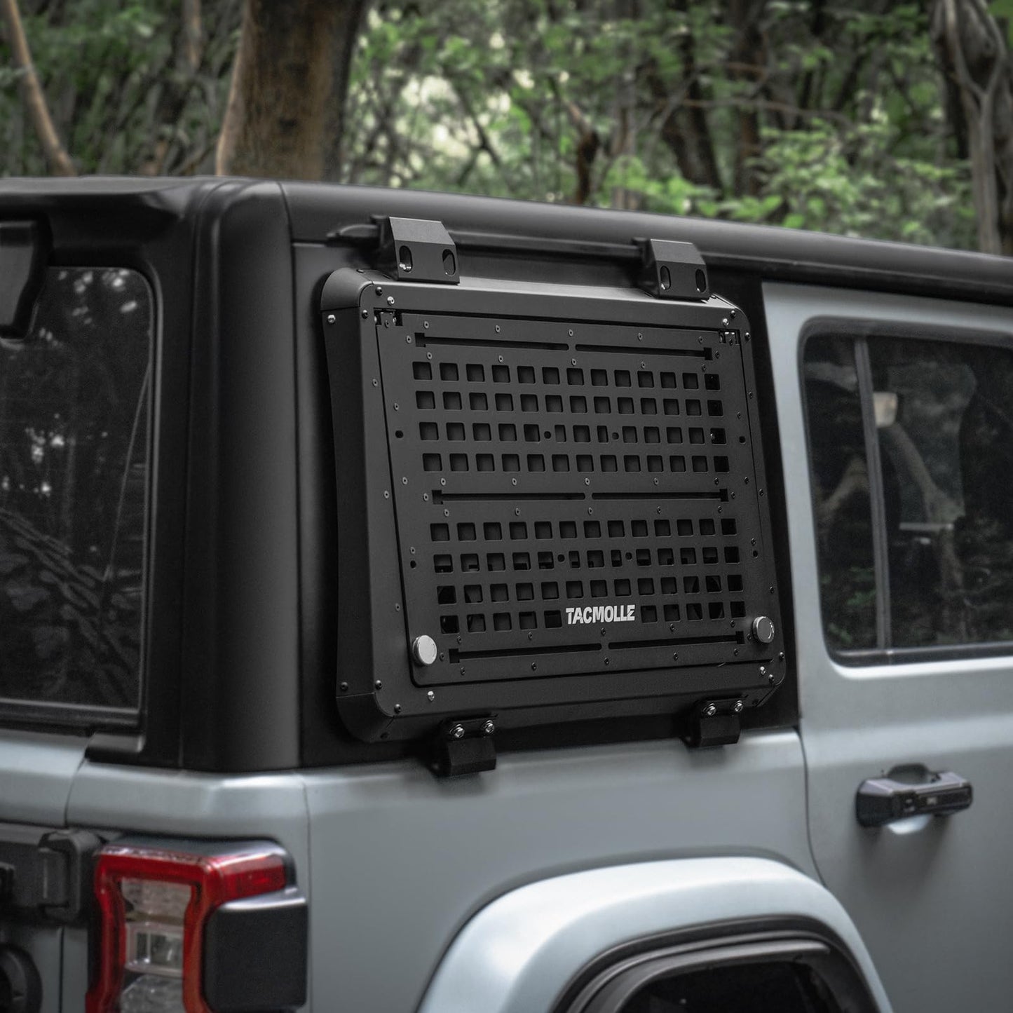 TACMOLLE Rear Side Window Worktable - Tactical MOLLE Panel for Gasoline Pack Recovery Traction Boards Shovel Mounts, Rear Window Protector Fits Jeep Wrangler JL 2018-2024, Passenger Side