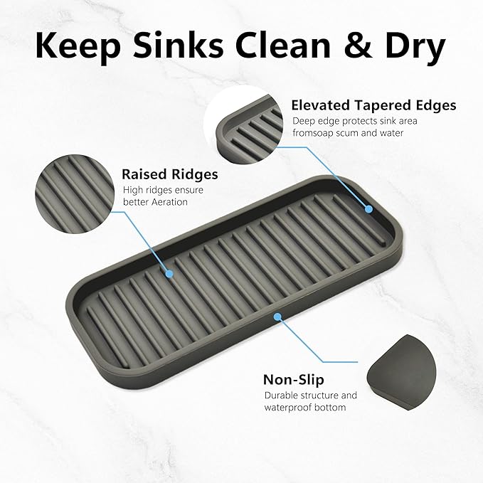 Gosmol Silicone Sponge Holder Kitchen Sink Organizer Tray Dish Caddy Soap