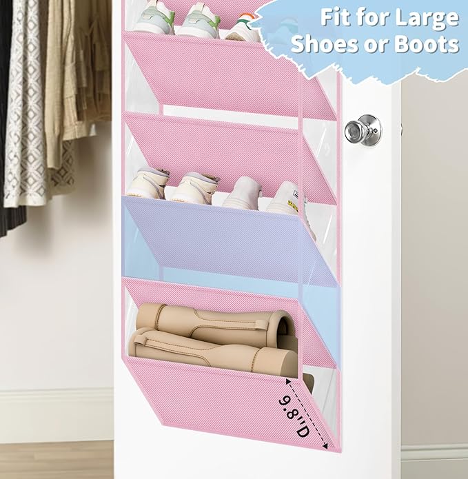AOODA 10 Tier Clear Over the Door Shoe Organizer Storage, Deep Pockets Large