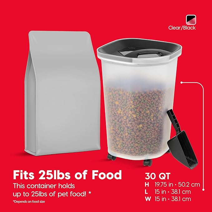 IRIS USA Pet Food Storage Container 25 lbs, Premium 60% Improved Airtight Seal
