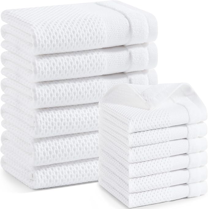 Homaxy Kitchen Towels and Dishcloths Set, 12 x 12 and 13 x 28 Inches, Super