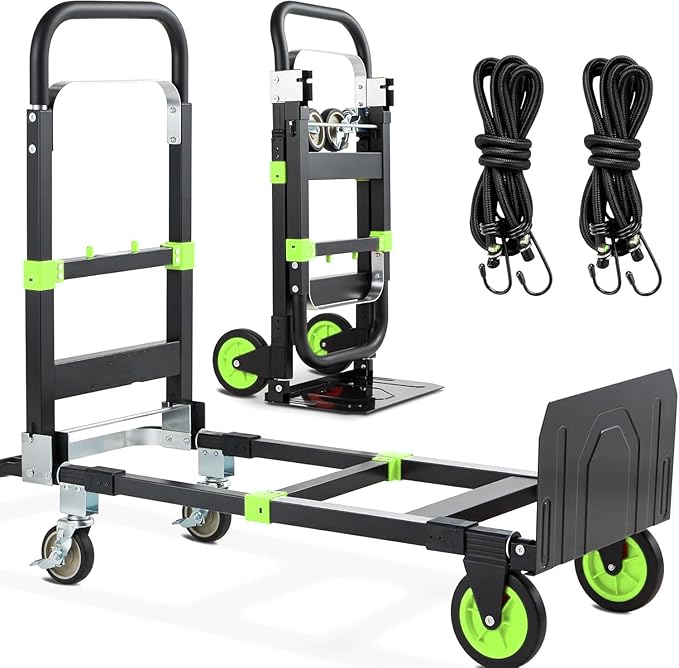 3-in-1 Folding Hand Trucks, 600Lbs Convertible Hand Truck Dolly, Heavy Duty