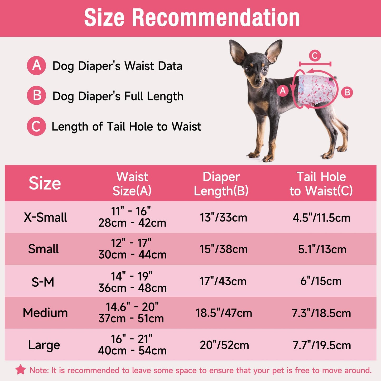 Pet Soft Dog Nappies Female, 20 Count Disposable Dog Pants Female Small, Super Absorbent Disposable Dog Diapers for Girl Dogs in Season/Heat/Incontinence with Adjustable Tail Hole (S 20Count)