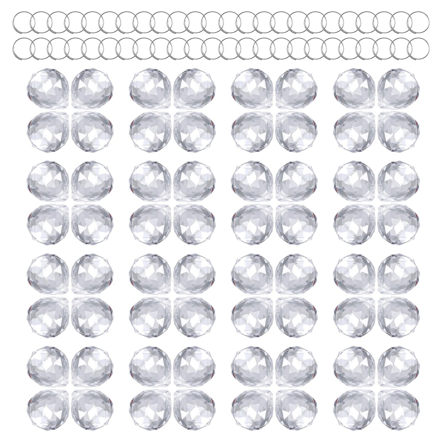 Afcabakila 48 Pcs Clear Crystal Ball Prism 20mm Chandeliers Prism Sun Shine Catcher Christmas Crystal Ornaments Rainbow Pendants Maker, Crystals Ball for Window Hanging, Garden Decor, and Gift Making