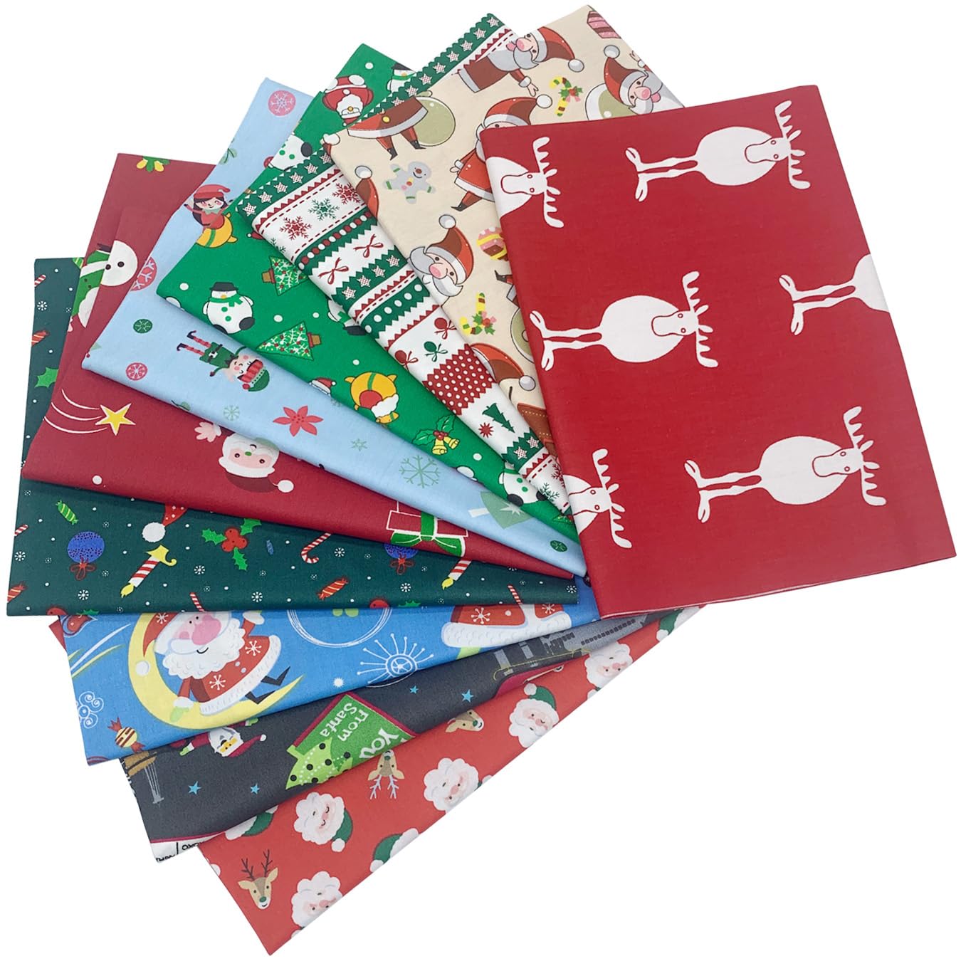 aufodara 10Pcs Christmas Fabric Cotton Squares 19.7x19.7inch Quilting Fabric Bundles Christmas Printed Fabrics for DIY Sewing Crafts Project Patchwork (19.7x19.7inch - 10pcs, Christmas Patterns)