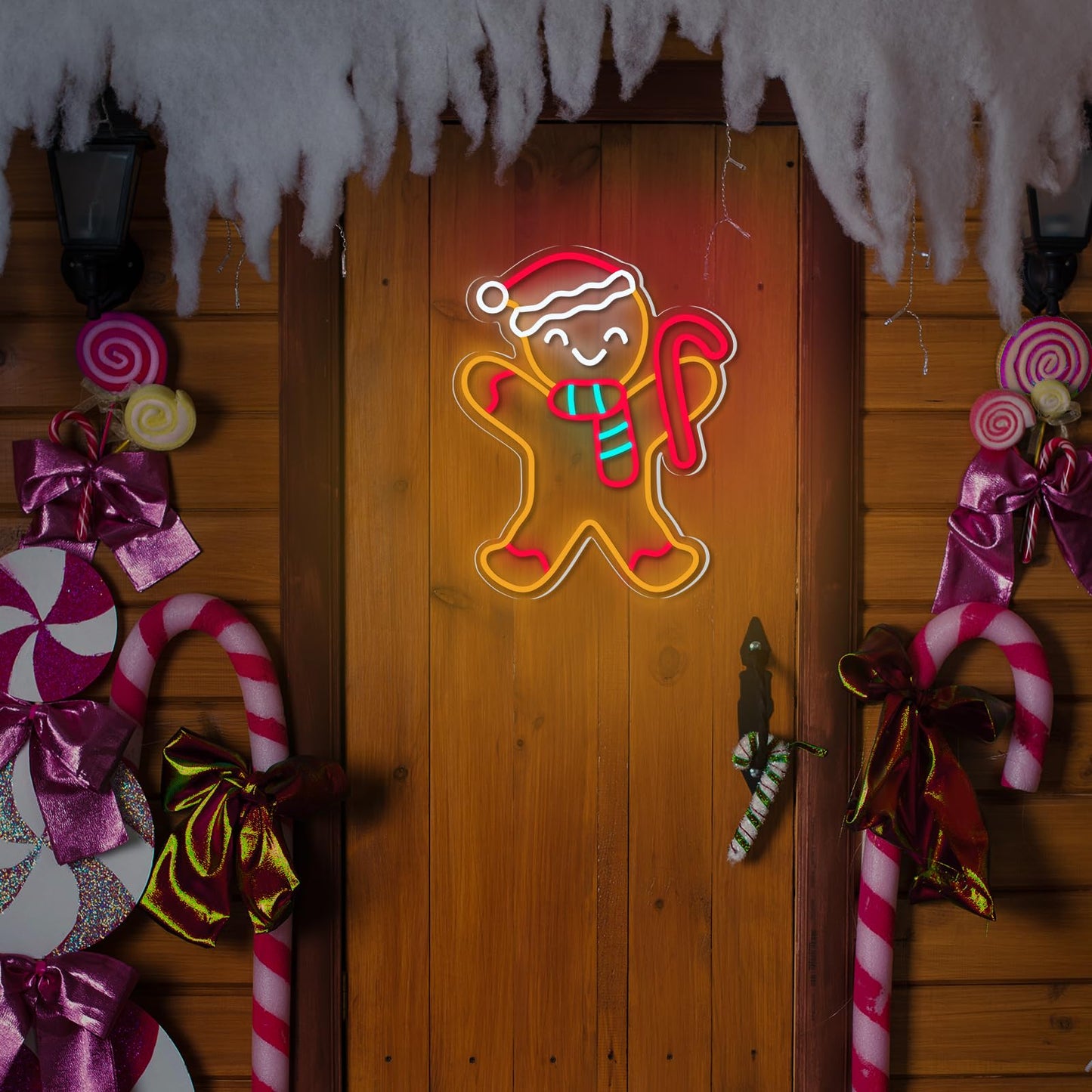 Xuhal Gingerbread Man Neon Sign, Christmas Neon Sign,xmas Decorations Light up LED Light USB Wall Bar Living Room Decor for Winter Home Bedroom Office Table