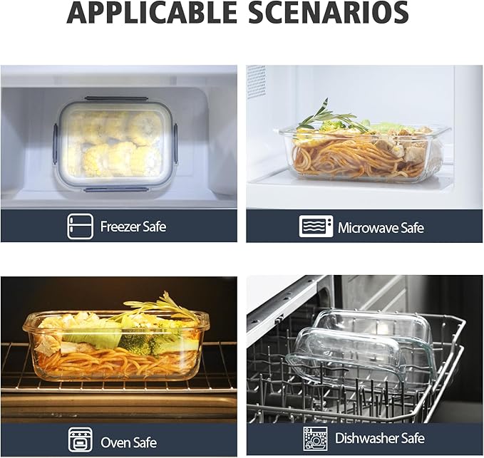 18 Pieces Glass Food Storage Containers
