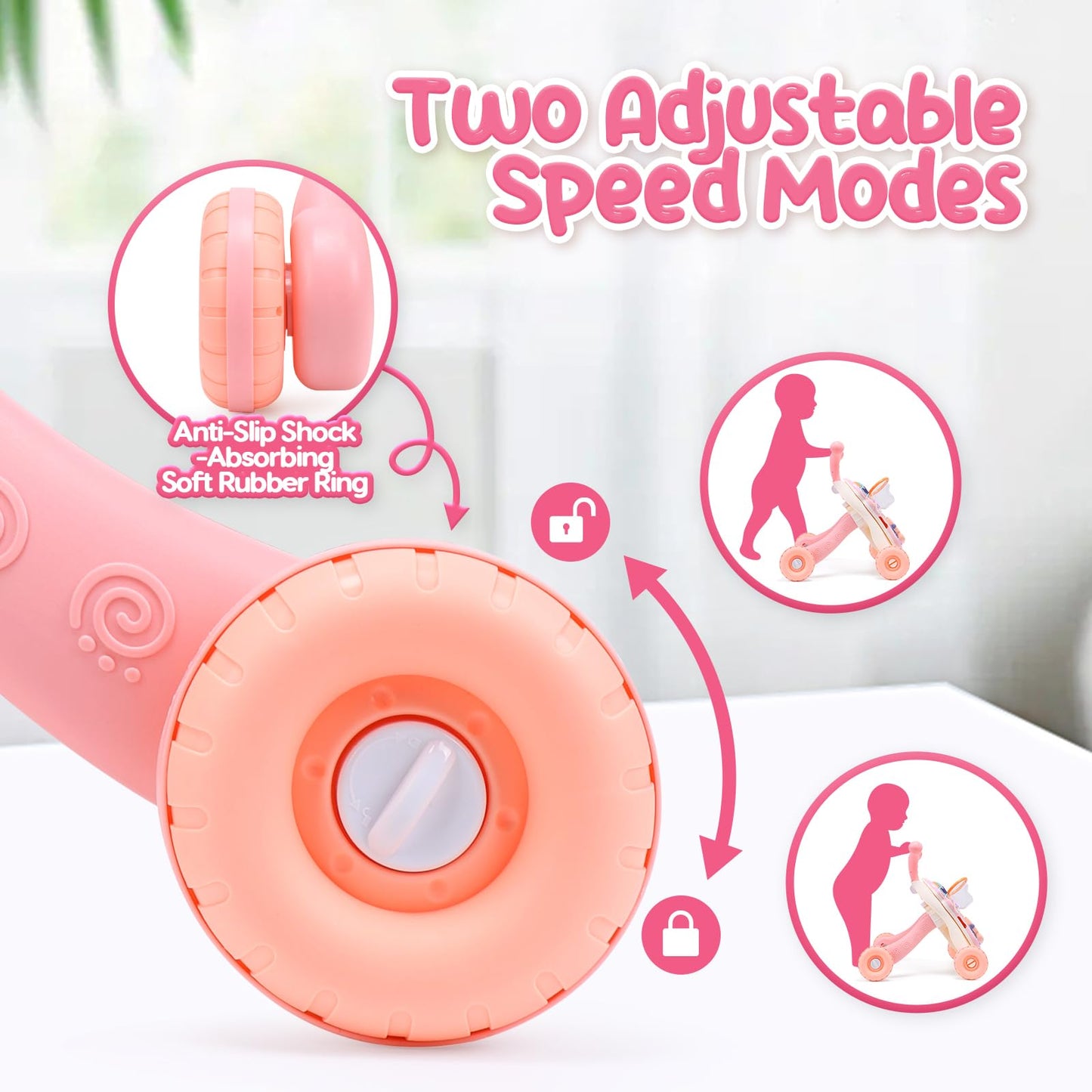 CUTE STONE Baby Walker for Girls, 2 in 1 Sit to Stand Learning Walker and Activity Center, Learning to Walk, Early Push Walking Toys for Toddler Infant…
