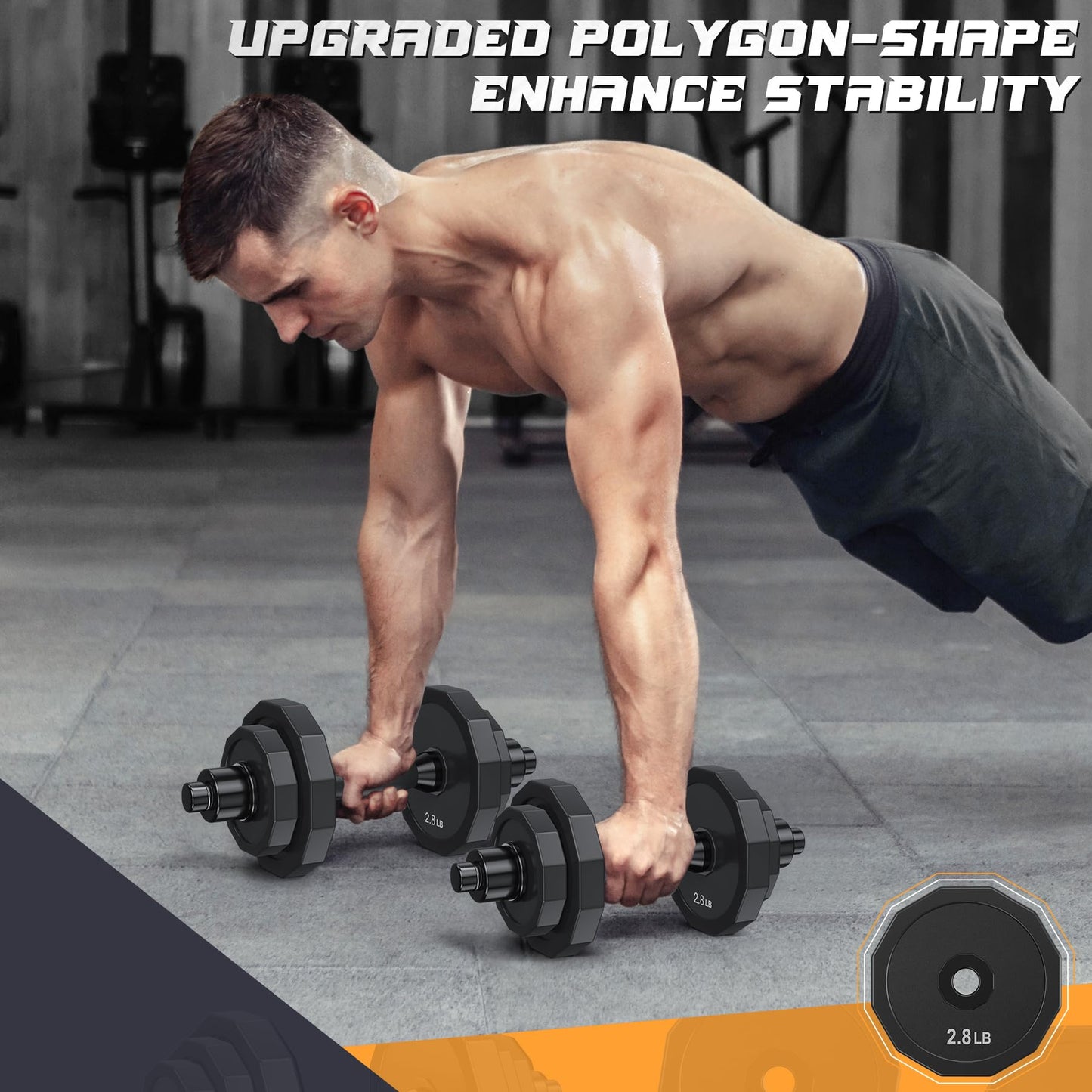 KISS GOLD Barbell Weights Dumbbells Set, Adjustable Dumbbell Sets 22Lbs 44Lbs 66Lbs 88Lbs, Solid Steel, Free Barbell Weight Set with Connector Workout Home Gym for Men Women Strength Training Shaping