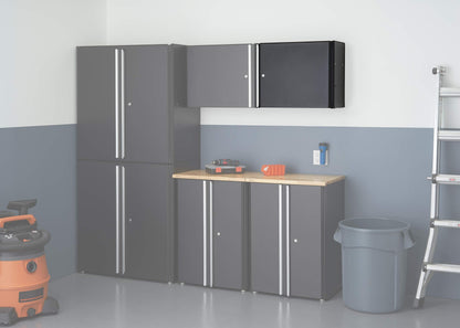 Trinity 24 Inch Garage Wall Storage Cabinet, 22 Gauge Steel, Wall-Mount, Adjustable Shelf and Reversible Door for Tools, Cleaning Supplies, and More, Black