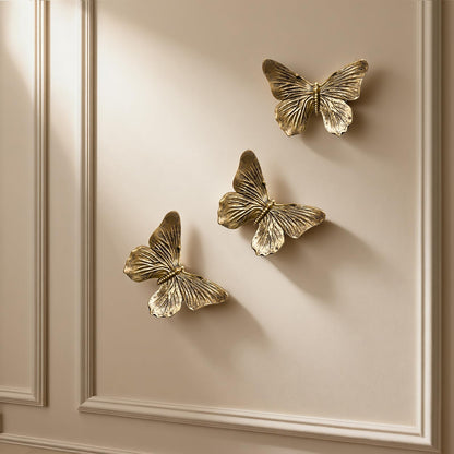 GUSFREUD 3D Butterfly Wall Decor Set – Resin Wall Decorations for Living Room, Bedroom, Garden, Yard, Outdoor and Gallery Walls - Antique Copper - Set of 3