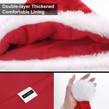 HUICOCY Santa Hat,Unisex Velvet Fabric Christmas Hat with Comfort Lining&Plush Brim, Xmas Santa Holiday Hats for Adults