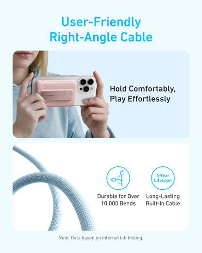 Anker Zolo Magnetic Power Bank, 10,000mAh Wireless Portable Charger with 30W Max Fast Charging, Battery Pack with Built-in USB-C Cable and Adjustable Stand, for iPhone 16/15 Series, AirPods, and More