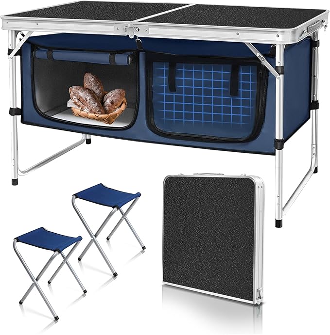 Folding Camping Table with Storage Compartment Aluminum Lightweight Camp