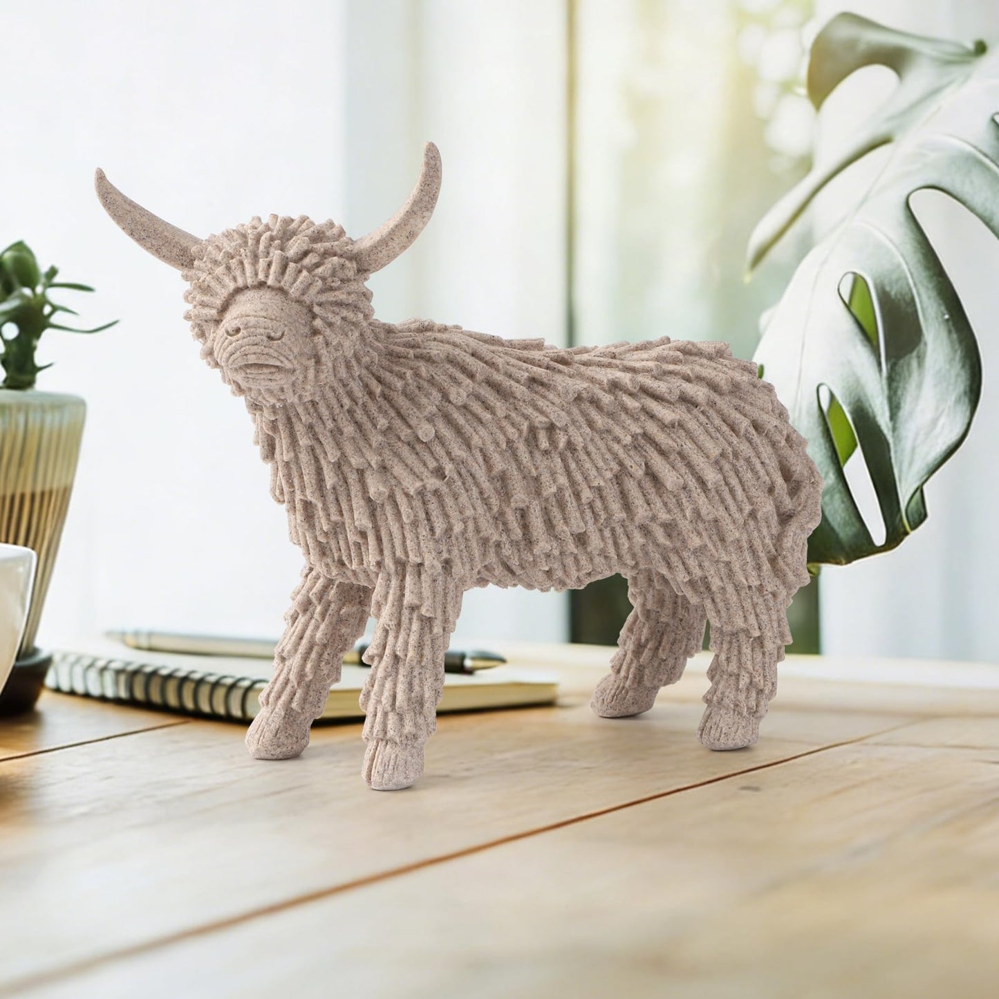 UDKKMK Yak Figurine Decor for Shelf Living Room Bedroom Bookshelf CoffeTable and Office Display,Symbolizes Resilience, Strength, and unwavering,Unique Gift for Mens Womens or Friends (Sandstone)